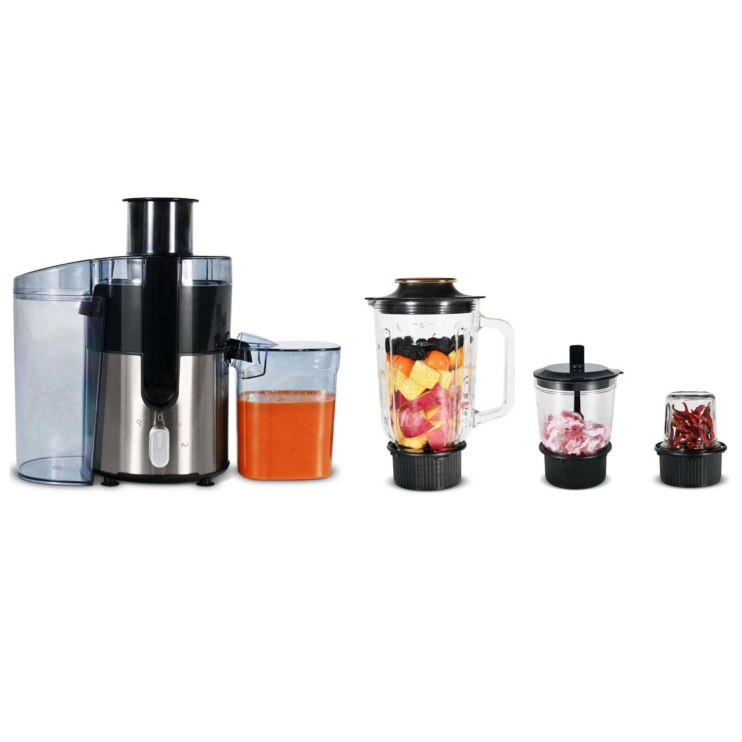 Extractor de Jugos, Licuadora, Molinillo, Moledor de Carnes -850W- (4 en 1) (Cod.808)