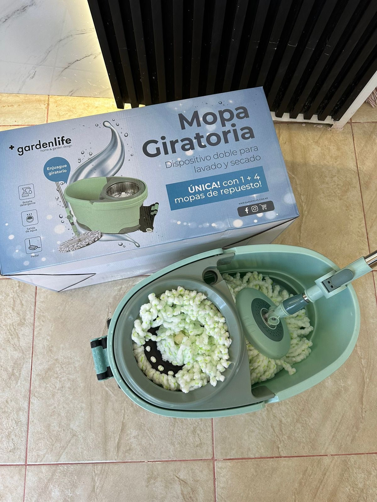 Mopa Giratoria 360º Con Pedal + (2) Mopas (Cod. EV01)