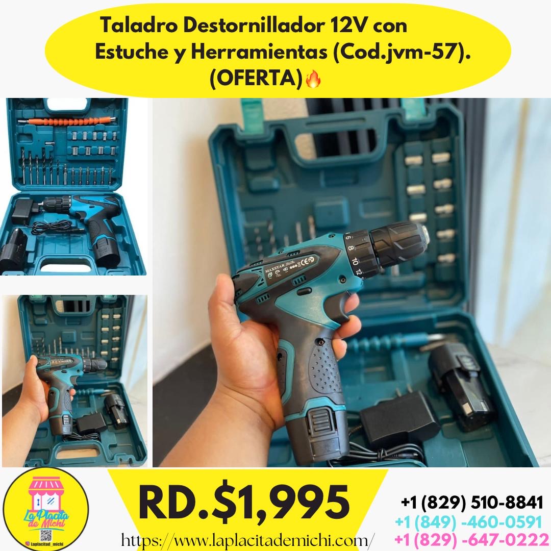 🔧 Taladro Destornillador Inalámbrico 12V con Estuche y Herramientas (Cod. JVM-57)
💰 RD$1,995