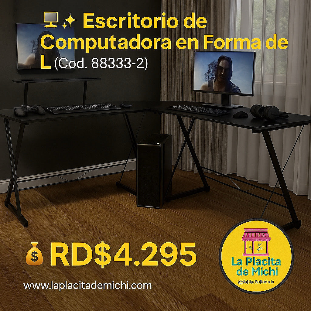 🖥️✨ Escritorio de Computadora en Forma de L (Cod. 88333-2) ✨🖥️
💰 RD$4,295