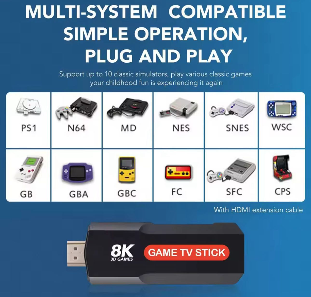 🎮🔥 Game TV Stick 8K Ultra HD– Consola Retro + Sistema Dual. (Cod.8Kx2)