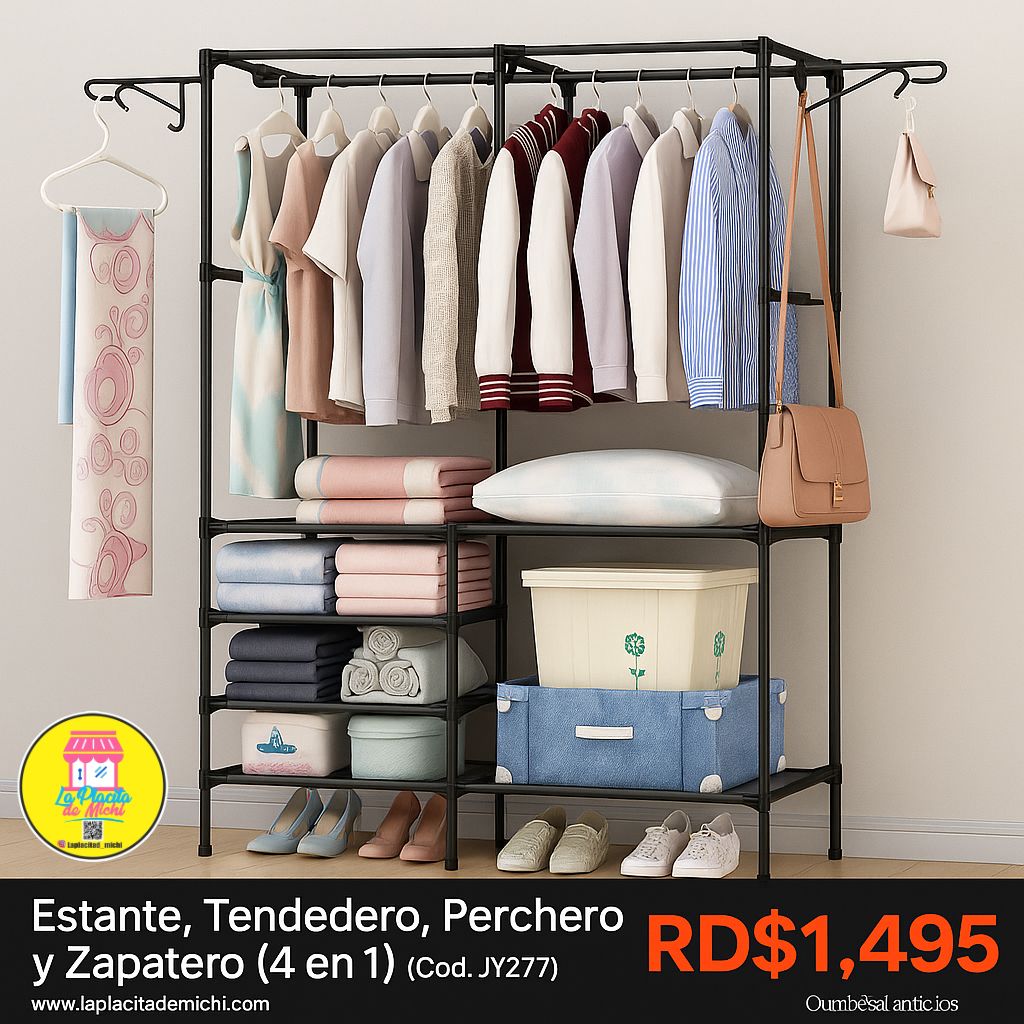 Estante, Tendedero, Perchero y Zapatero (4 en 1) (Cod. JY277)