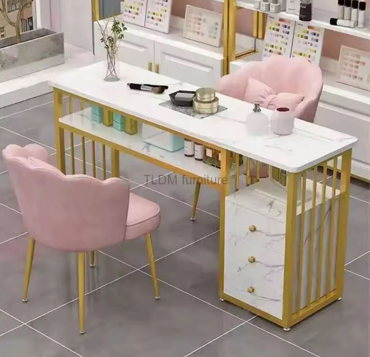 💅✨ Mesa para Manicura con Diseño de Mármol Japonés 🪷💖 (Cod.290001)