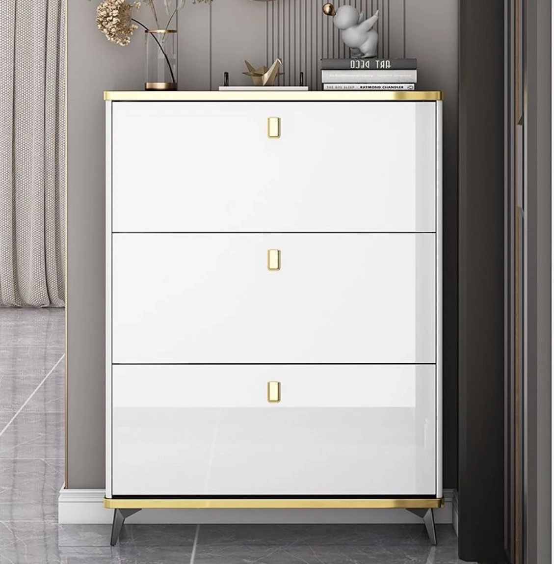 ⭐ Zapatera Premium de 3 Niveles – Diseño Moderno Blanco & Dorado ⭐ (Cod.23861-1)
💰RD$3,495