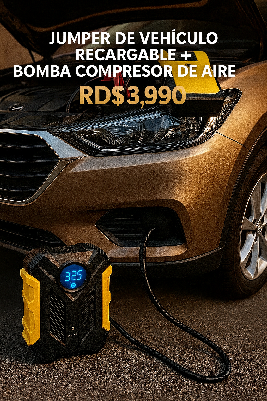 Jumper de Vehículo Recargable + Bomba Compresor de Aire