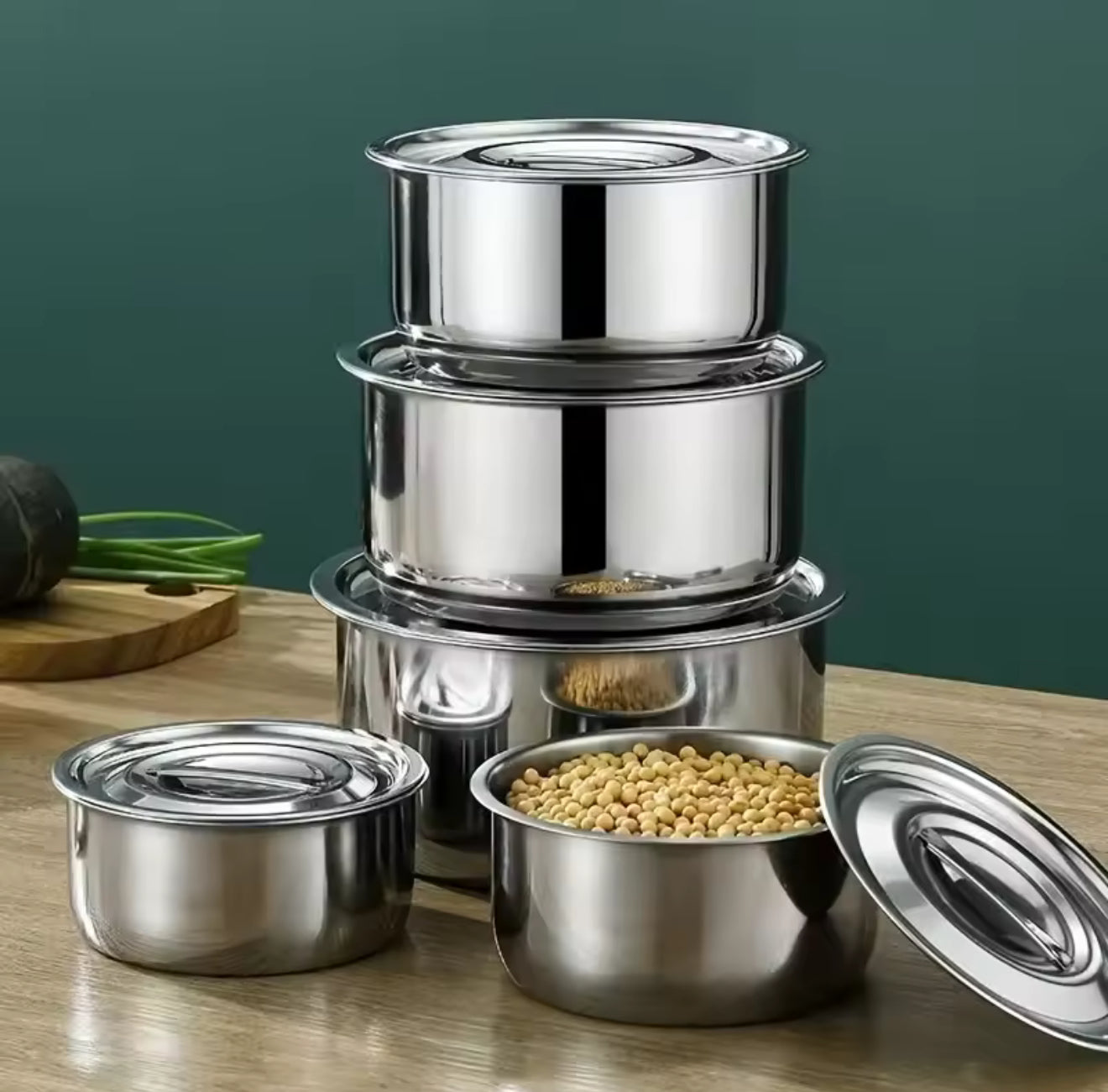 🍲 Juego de Ollas de Acero Inoxidable MY HOME – 5 Piezas (14 cm a 24 cm)
đź’°RD$1,995