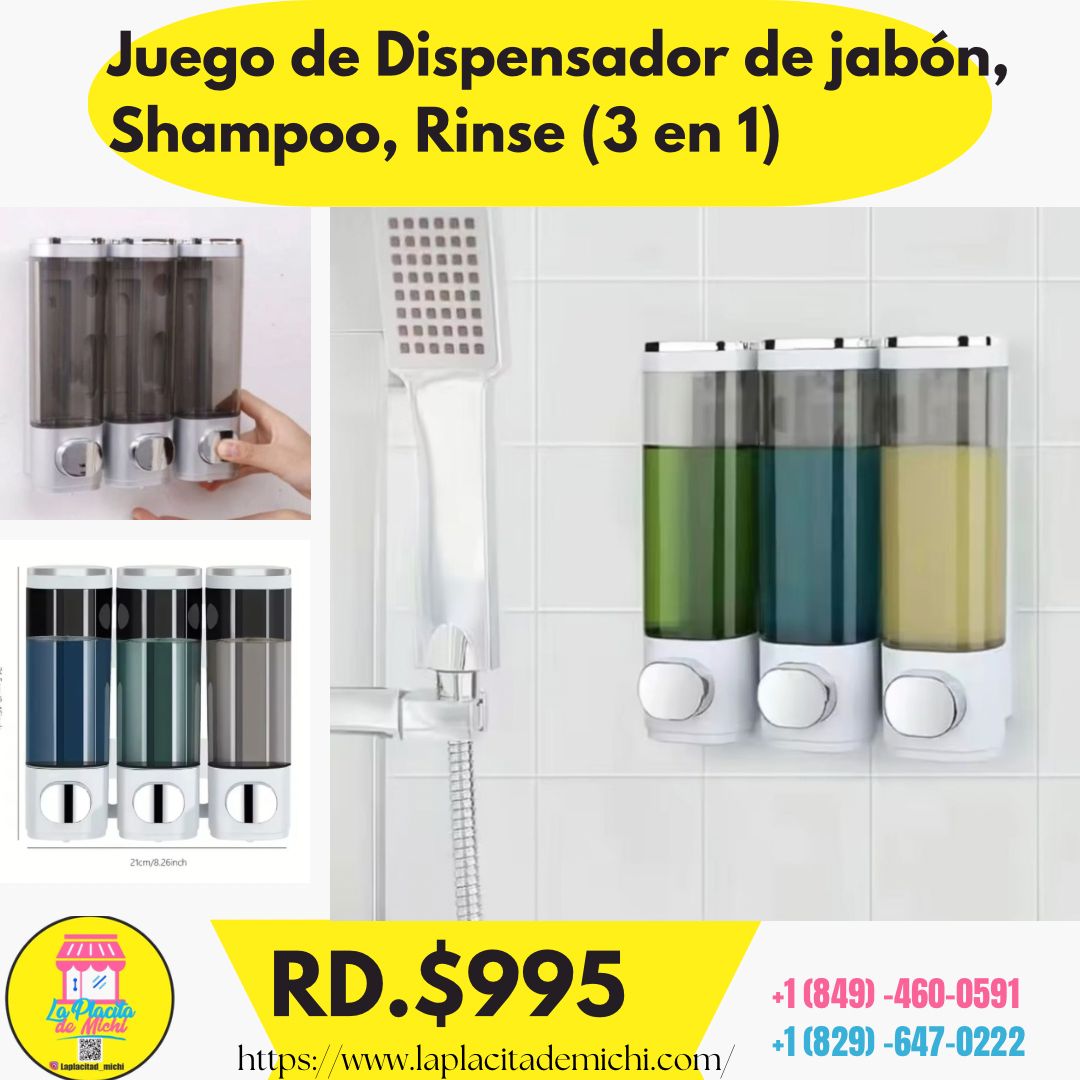Juego de Dispensador de jabón, Shampoo, Rinse (3 en 1) – La Placita de ...