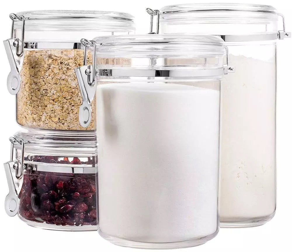 ✨ Set de Envases Organizadores Herméticos con Cierre Metálico (4 en 1)✨
¡Mantén tu cocina ordenada y tus alimentos siempre frescos! 🌾🍪☕