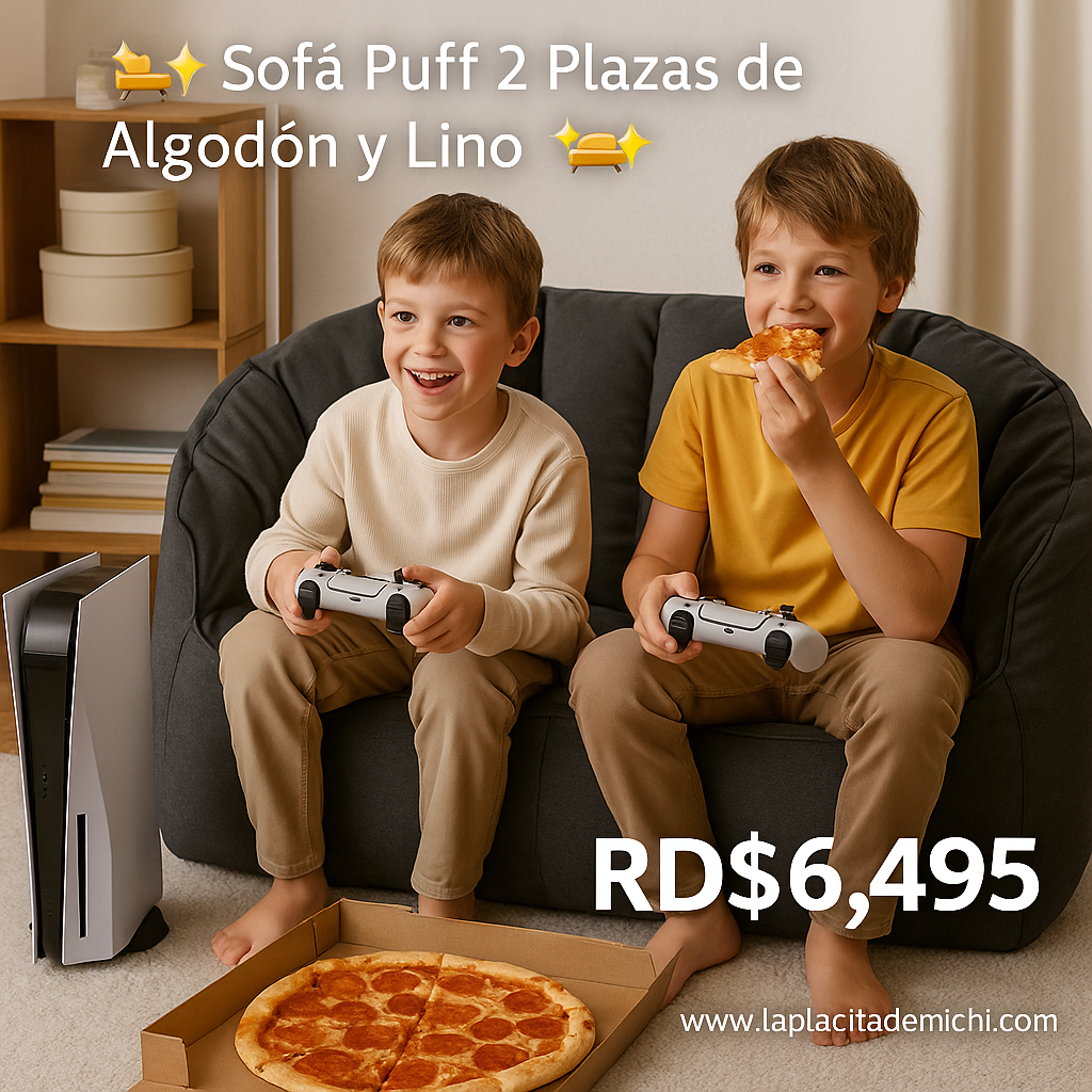 🛋️✨ Sofá Puff 2 Plazas de Algodón y Lino ✨🛋️ (Cod.1-1) (Empacado al Vacío)