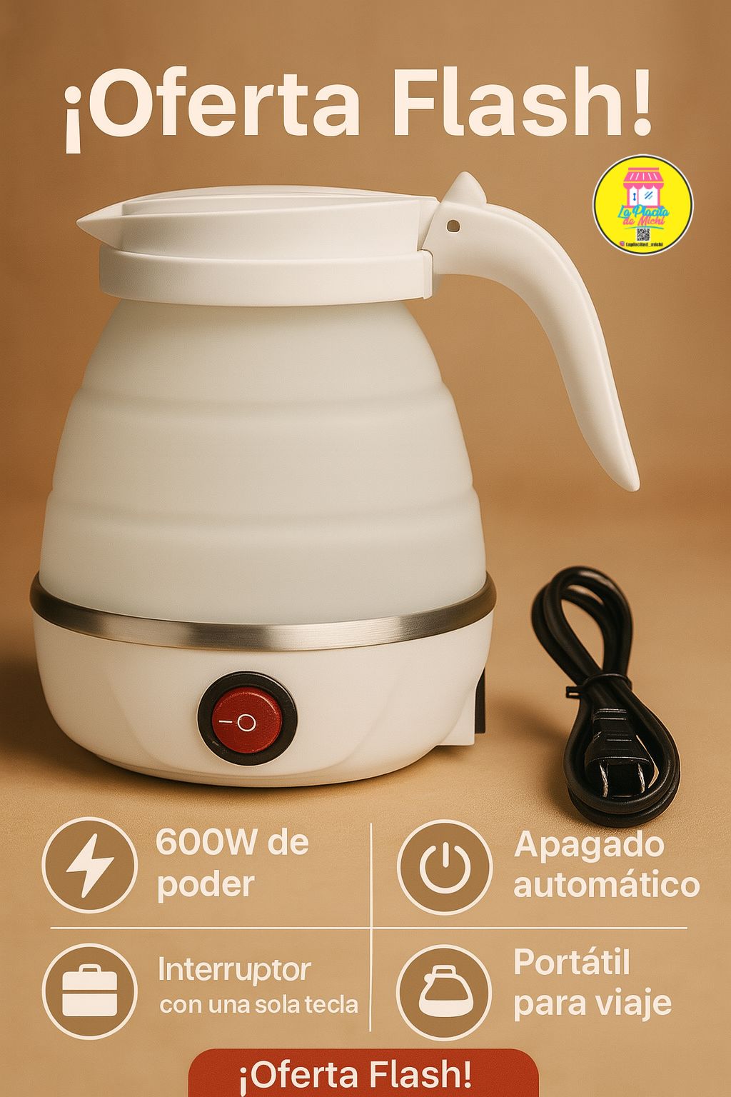 🔥🚿 Hervidor Eléctrico Plegable de Viaje – 600W / 600ml (Cod.2008)
