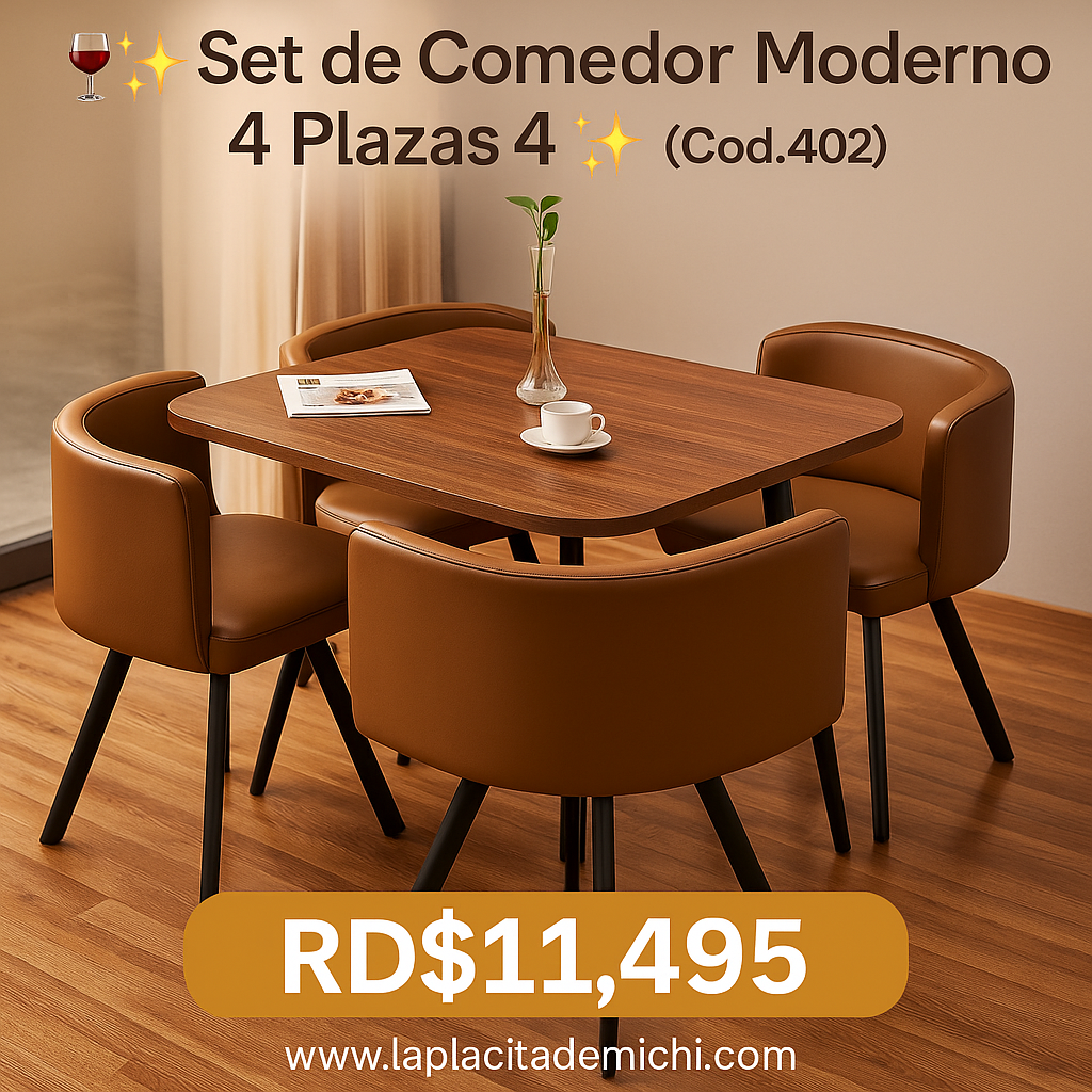🍷✨ Set de Comedor Moderno 4 Plazas ✨🍷 (Cod.402)