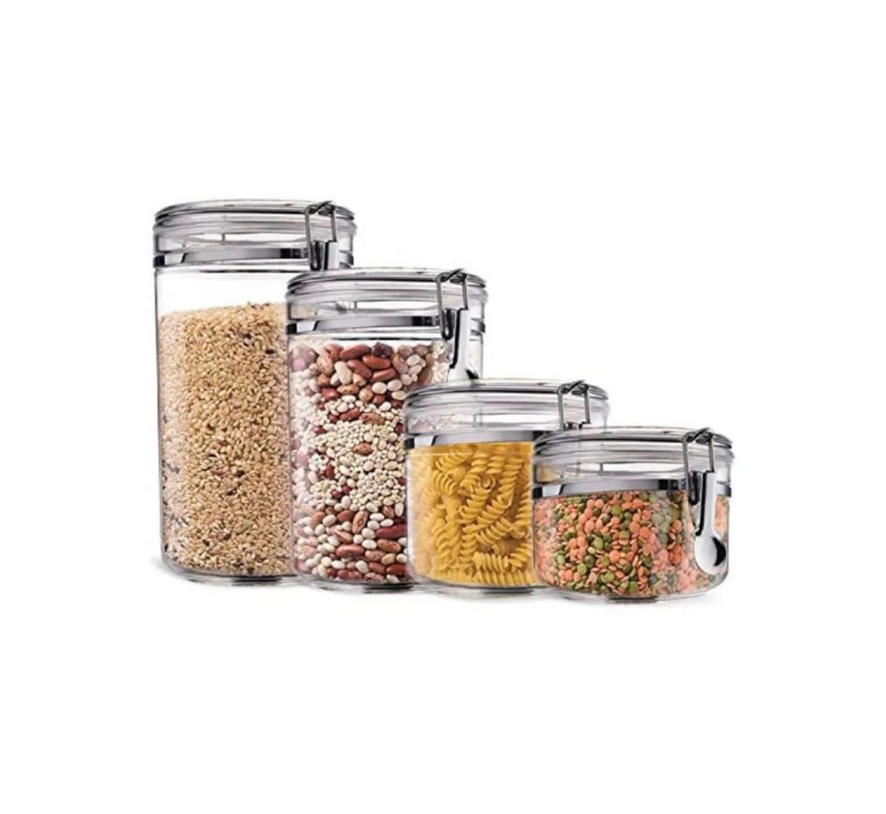 ✨ Set de Envases Organizadores Herméticos con Cierre Metálico (4 en 1)✨
¡Mantén tu cocina ordenada y tus alimentos siempre frescos! 🌾🍪☕