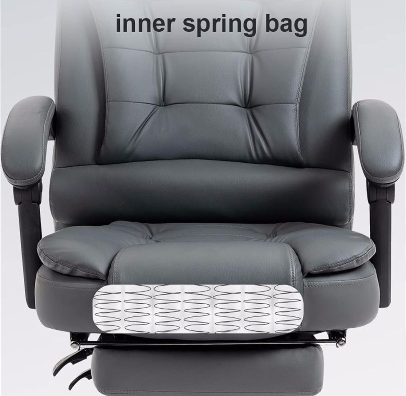 🔘 Silla Ejecutiva con Masajeador y Reposapiés – Color Gris
