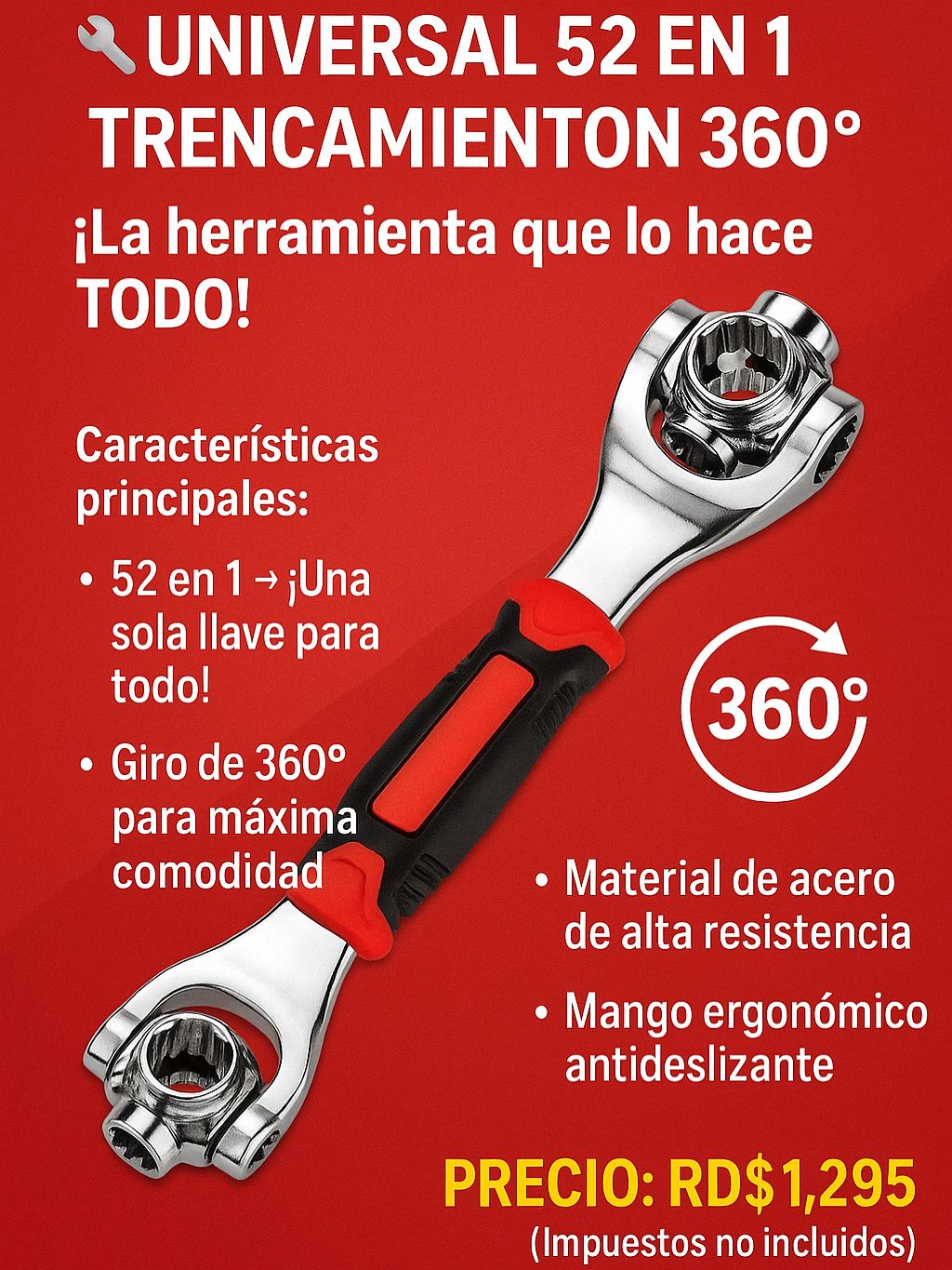 🔧 Llave Universal 52 en 1 con Trinquete 360° (Cod.187)