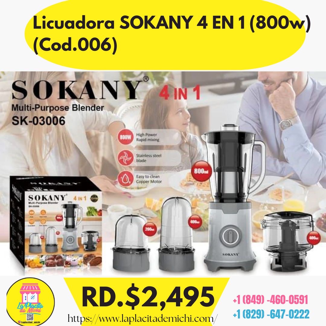 Licuadora SOKANY 4 EN 1 (800w) (Cod.006)