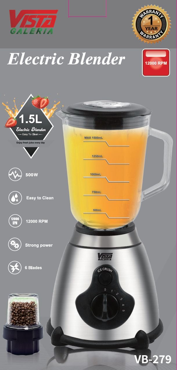 ⚡🥤 Licuadora Eléctrica Profesional 1.5L (Modelo VB-279) 🥤⚡