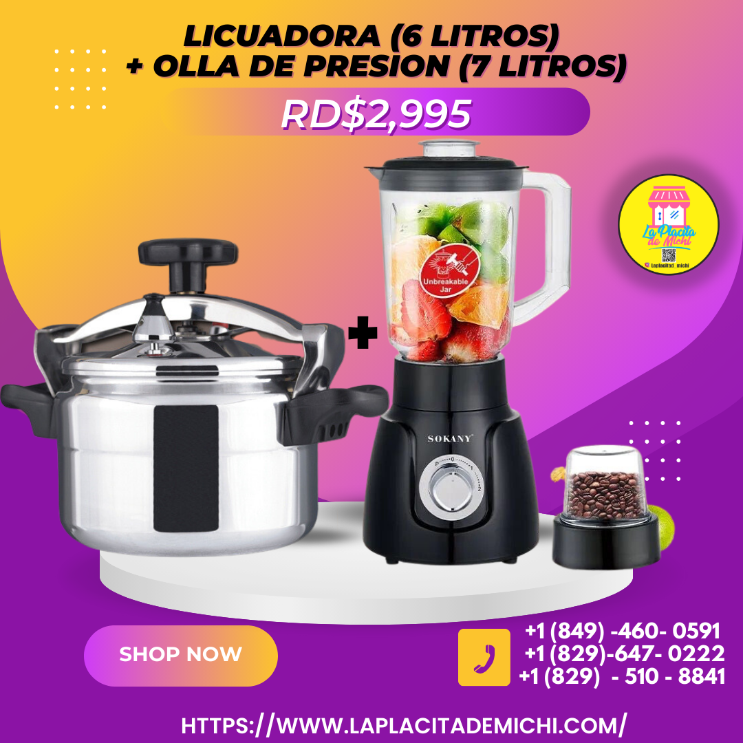 Combo#2
1 Olla a Presión 7 Litros +
1 Licuadora Sokany (SK-185)