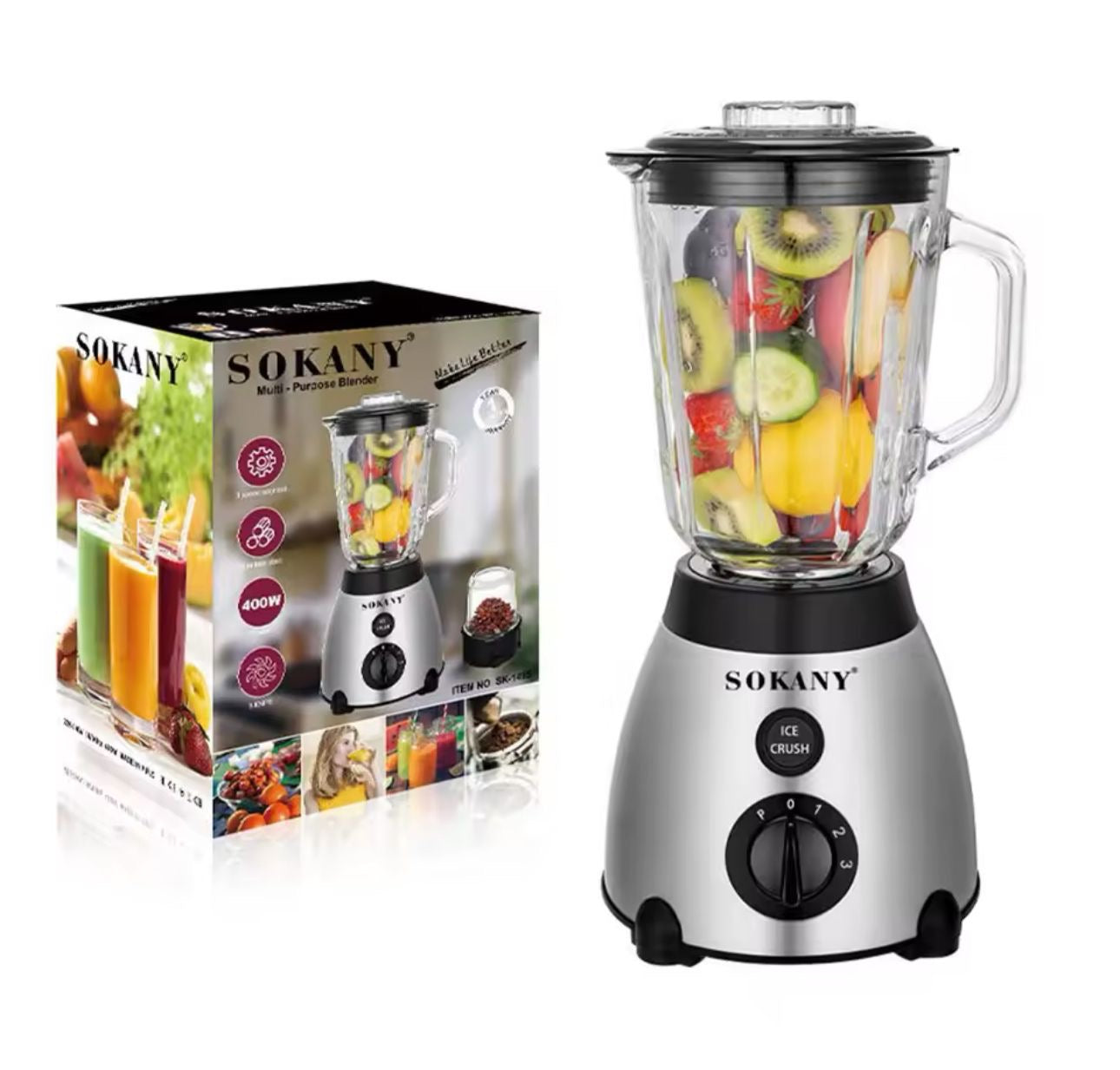 Licuadora de Cristal SK-149S (2 en 1)