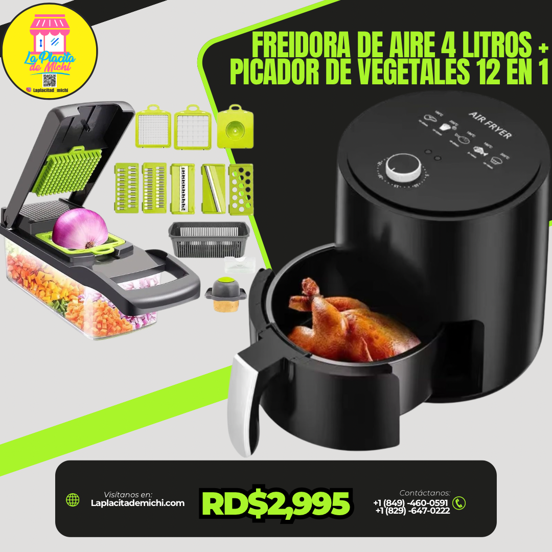 Freidora De aire Manuel (4 Litros) ➕
Picador de Vegetales (12 en 1)
💰RD$2,995