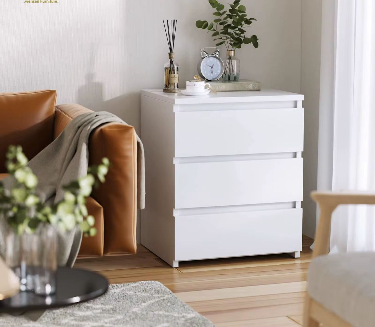 🛏️ Mesita de Noche de Madera Blanca – Elegancia y Funcionalidad en Cada Rincón
(Cod.283275)
