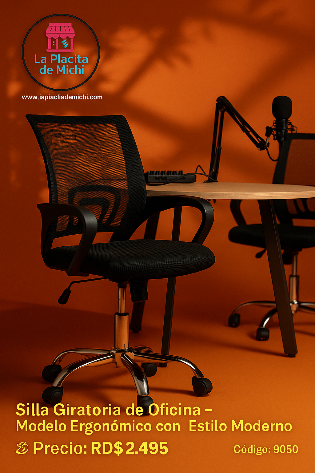 🪑 Silla Giratoria de Oficina – Modelo Ergonómico con Estilo Moderno
📦 Código: 9050