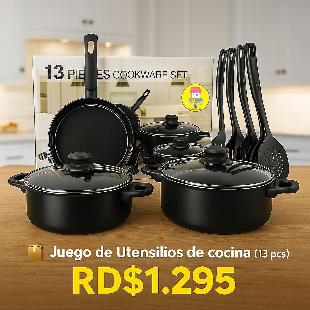 🍳✨ Set de Ollas y Sartenes Juego de Utencilios de 13 Piezas – ✨🍳
💰RD$1,295