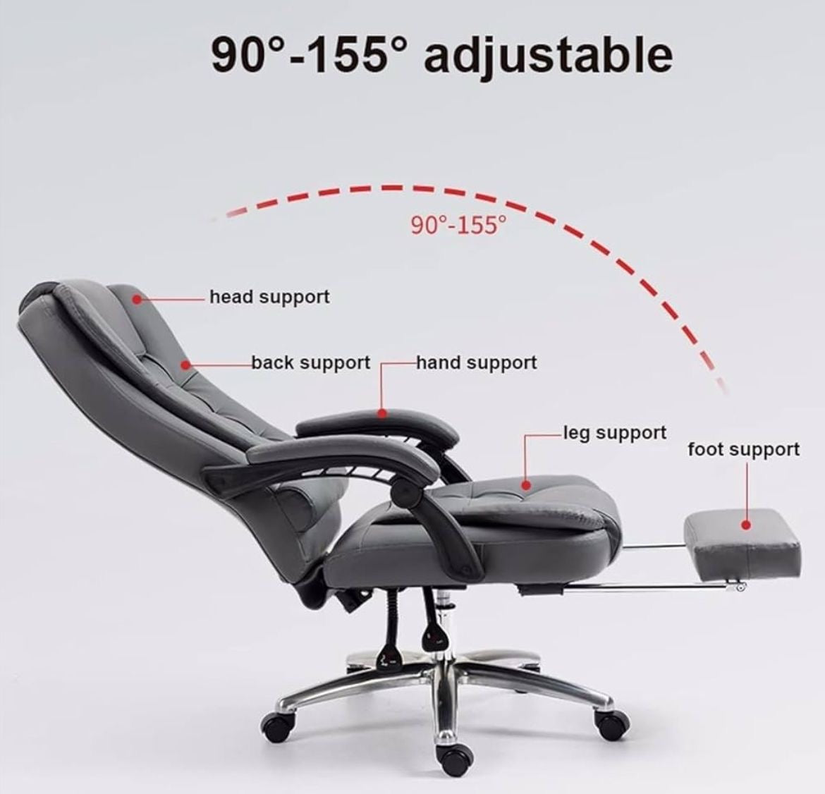 🔘 Silla Ejecutiva con Masajeador y Reposapiés – Color Gris (Cod.V2)
💰 RD$8,995