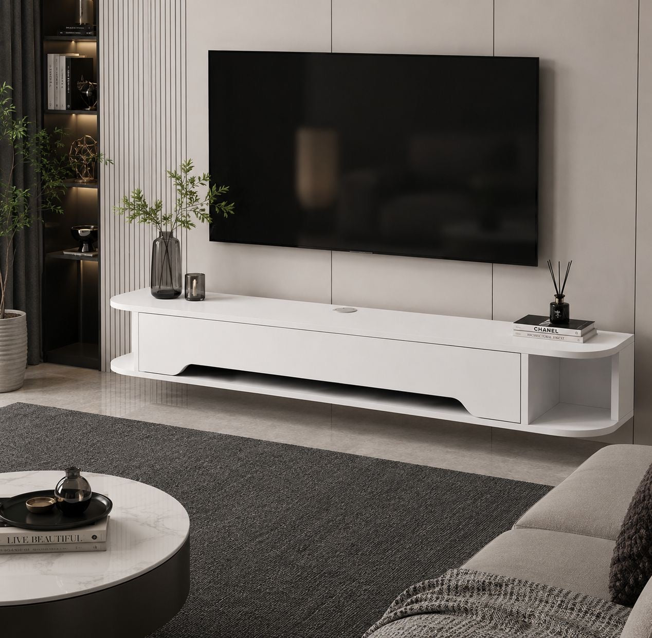✨📺 MUEBLE DE TV FLOTANTE MINIMALISTA – ELEGANCIA Y ORDEN PARA TU SALA ✨📺 (Cod. RC-23-26 Blanco)
💰RD$4,495
📐 Medidas:
• Largo: 130 cm
• Fondo: 24 cm
• Alto: 20 cm