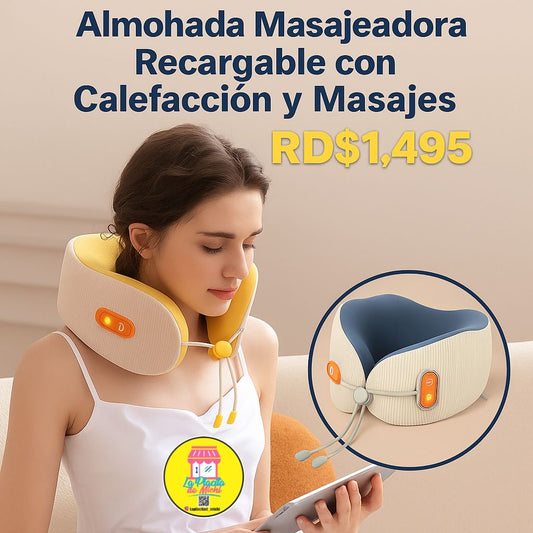 Almohada Masajeadora Recargable con Calefacción y Masajes