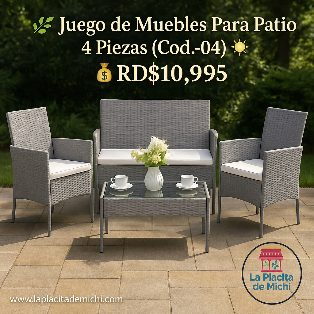 🌿 Juego de Muebles Para Patio 4 Piezas (Cod.-04) 🌞
💰 RD$10,995