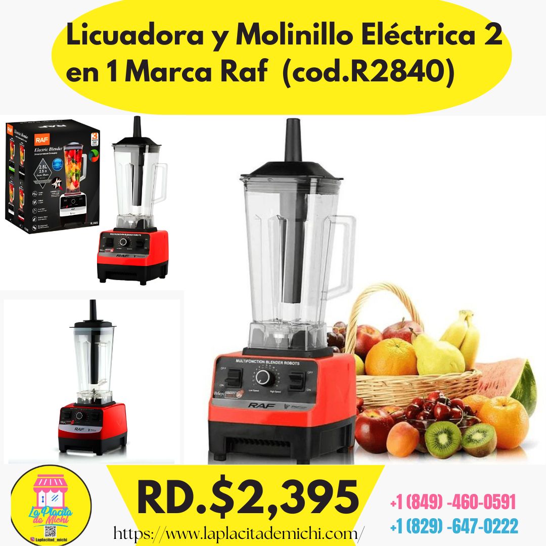 Licuadora y Molinillo Eléctrica 2 en 1 Marca Raf (cod.R2840)