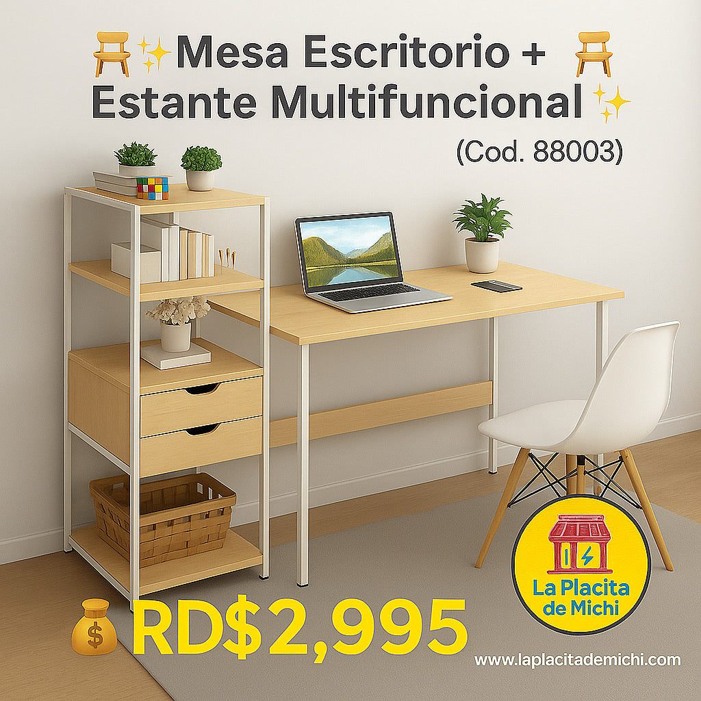 🪑✨ Mesa Escritorio + Estante Multifuncional ✨🪑 (Amarillo)
(Cod. 88003)
💰 RD$2,995