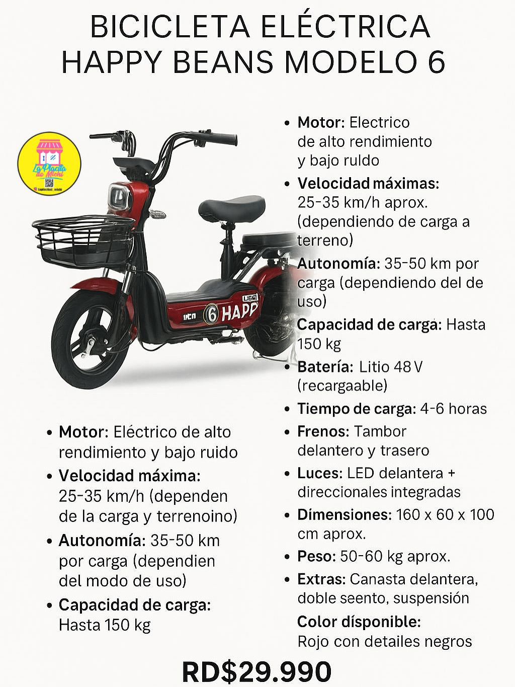 🚲 Bicicleta Eléctrica Happy Beans – Modelo 6