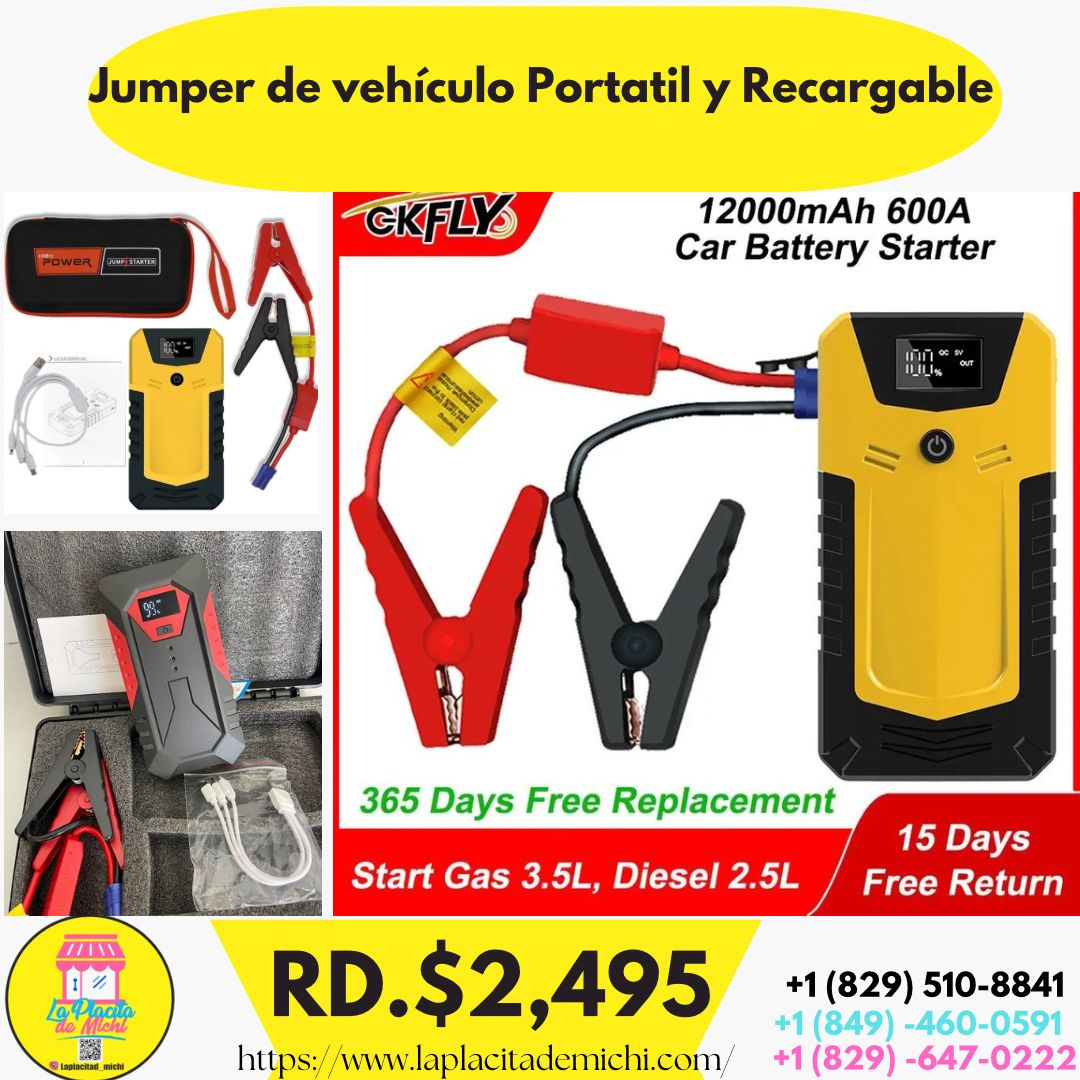Jumper de vehículo Portatil y Recargable