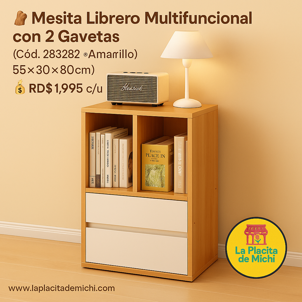 📚✨ ¡Organiza con estilo y funcionalidad! ✨📚
🪵 Mesita Librero Multifuncional con 2 Gavetas
(Cód. 283282 *Amarillo*)
55×30×80cm)
💰 RD$1,995 c/u