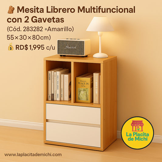 📚✨ ¡Organiza con estilo y funcionalidad! ✨📚
🪵 Mesita Librero Multifuncional con 2 Gavetas
(Cód. 283282 *Amarillo*) 
55×30×80cm)
💰 RD$1,995 c/u