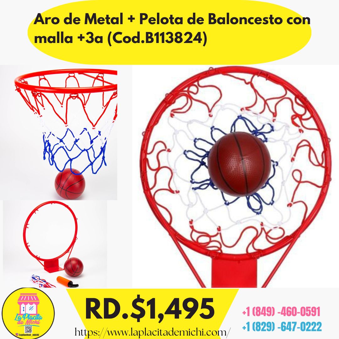 Aro de Metal + Pelota de Baloncesto con malla +3a (Cod.B113824)