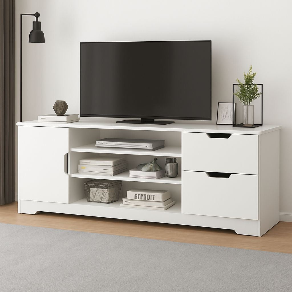 ⭐ Mueble de TV Moderno de Madera – Blanco
📏 120 × 30 × 42 cm | Cod. F117
💰 RD$3,495