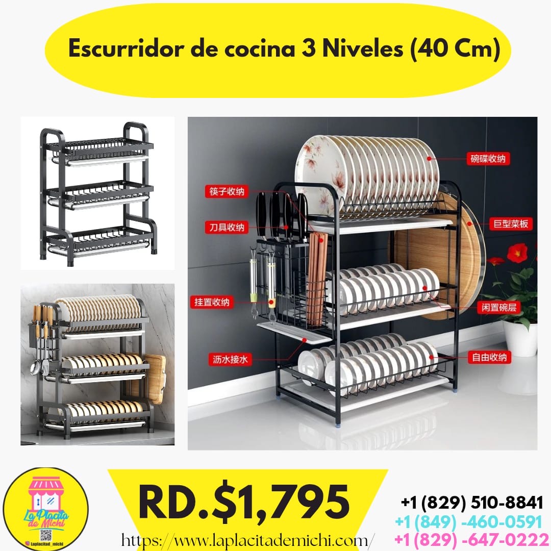 Escurridor de cocina 3 Niveles (40 Cm)