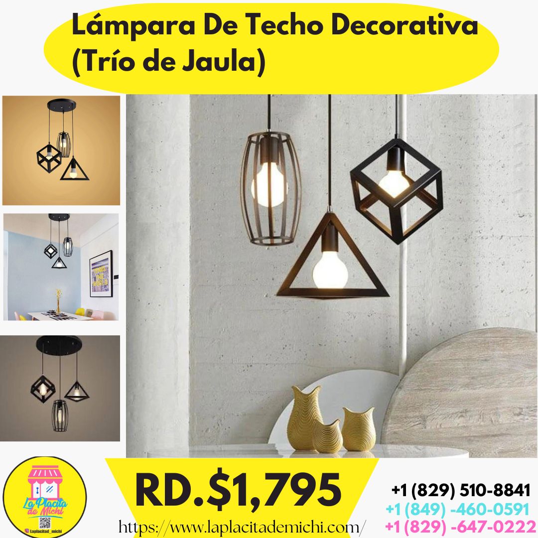 đź’ˇ Lámpara de Techo Decorativa (TrĂo de Jaula) (Cod.2183-3)
đź’° RD$1,495