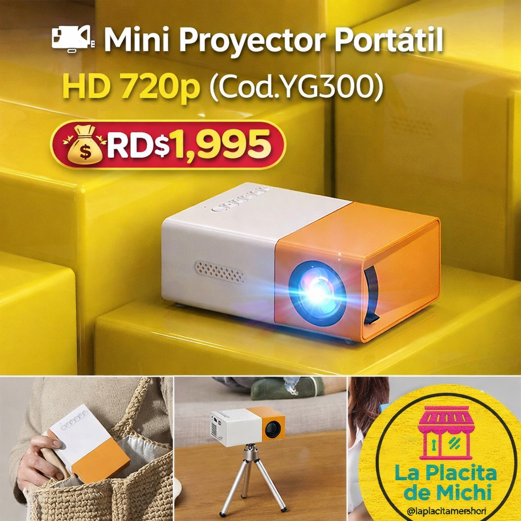 📽️ Mini Proyector Portátil HD 720p (Cod.YG300)
💰RD$1,995
Transforma cualquier pared en una pantalla gigante 🎬