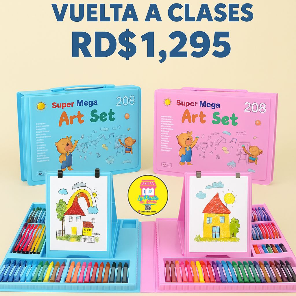🎨 Super Mega Art Set 208 piezas – ¡La herramienta perfecta para dejar volar la imaginación en esta vuelta a clases! 🏫✏️