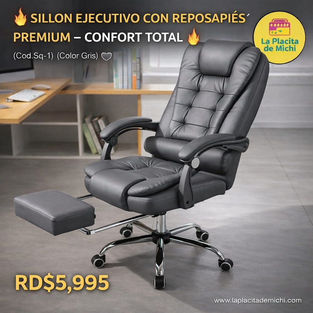 🔥 SILLON EJECUTIVO CON REPOSAPIÉS / PREMIUM – CONFORT TOTAL 🔥 (Cod.Sq-1) (Color Gris)
💰RD$5,995