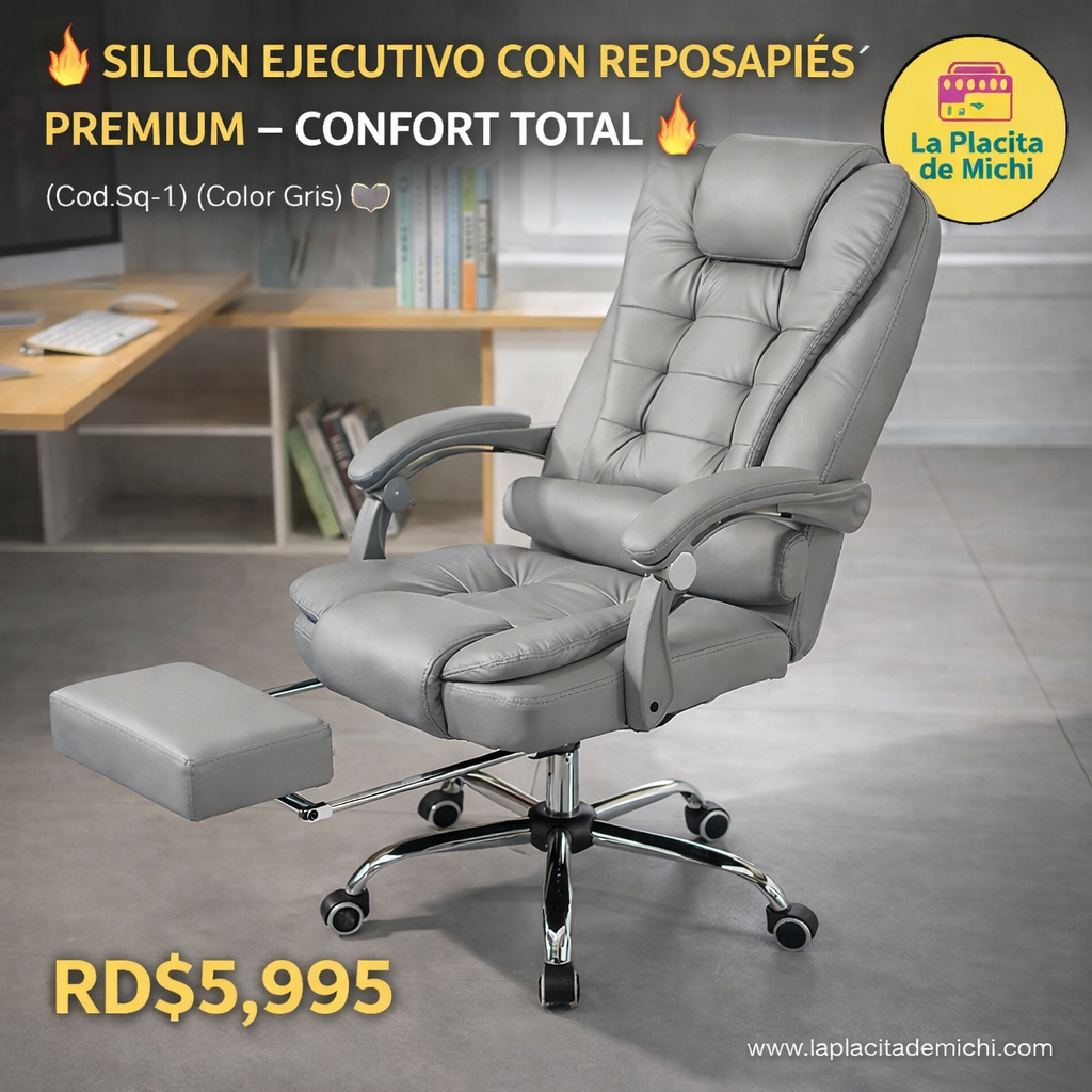 🔥 SILLON EJECUTIVO CON REPOSAPIÉS / PREMIUM – CONFORT TOTAL 🔥 (Cod.Sq-1) (Color Gris )
💰RD$5,995
