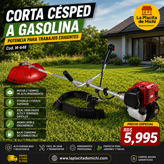 🌿🔥 CORTA CÉSPED A GASOLINA – POTENCIA PARA TRABAJOS EXIGENTES 🔥🌿 (Cod. M-648)

💰RD$5,995