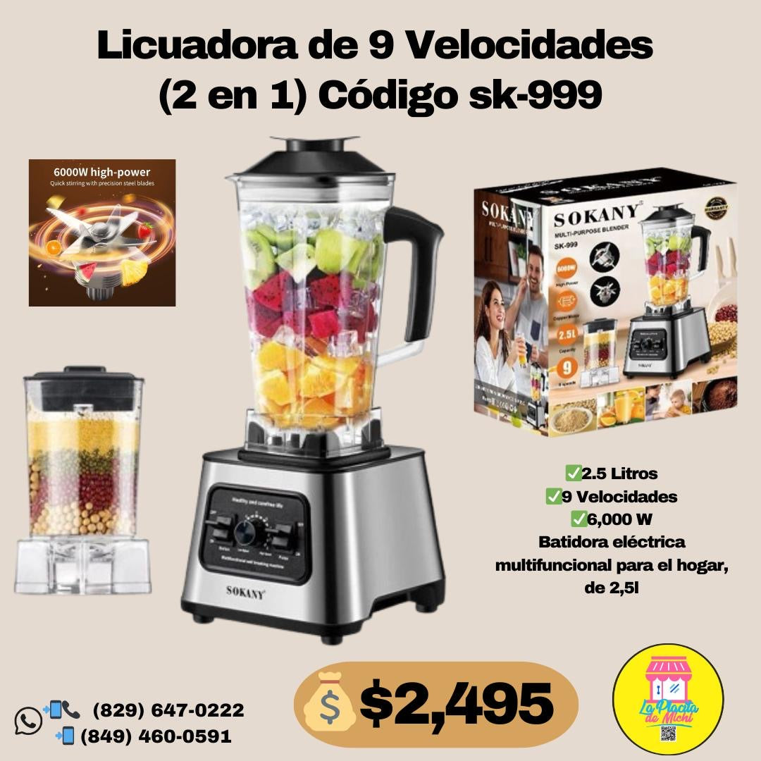 Licuadora de 9 Velocidades (2 en 1) Código sk-999