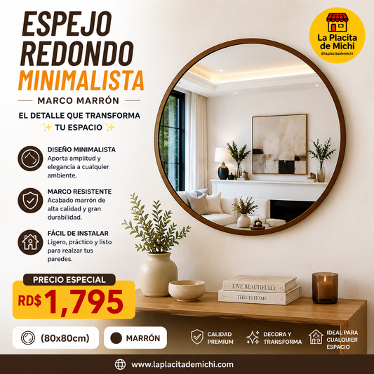 🪞✨ ESPEJO REDONDO MINIMALISTA MARCO MARRÓN – EL DETALLE QUE TRANSFORMA TU ESPACIO ✨🪞

💰RD$1,795 

(80x80cm)
