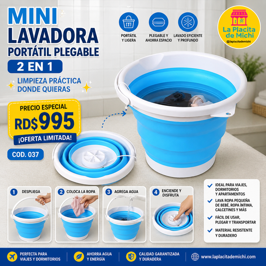 🧺✨ MINI LAVADORA PORTÁTIL PLEGABLE 2 EN 1 – LIMPIEZA PRÁCTICA DONDE QUIERAS ✨🧺

🆔 Cod. 037
💰 RD$995