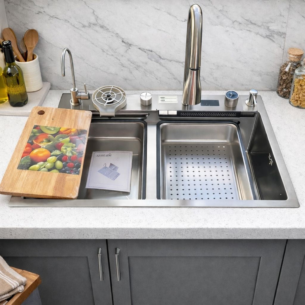✨🚿 FREGADERO MULTIFUNCIONAL DE LUJO – TODO EN UNO PARA TU COCINA 🚿✨
🆔 Modelo: SC703-2
📏 Medida: 75 × 45 cm
🎨 Color: Plateado (Acero inoxidable)

💰 Precio: RD$5,995