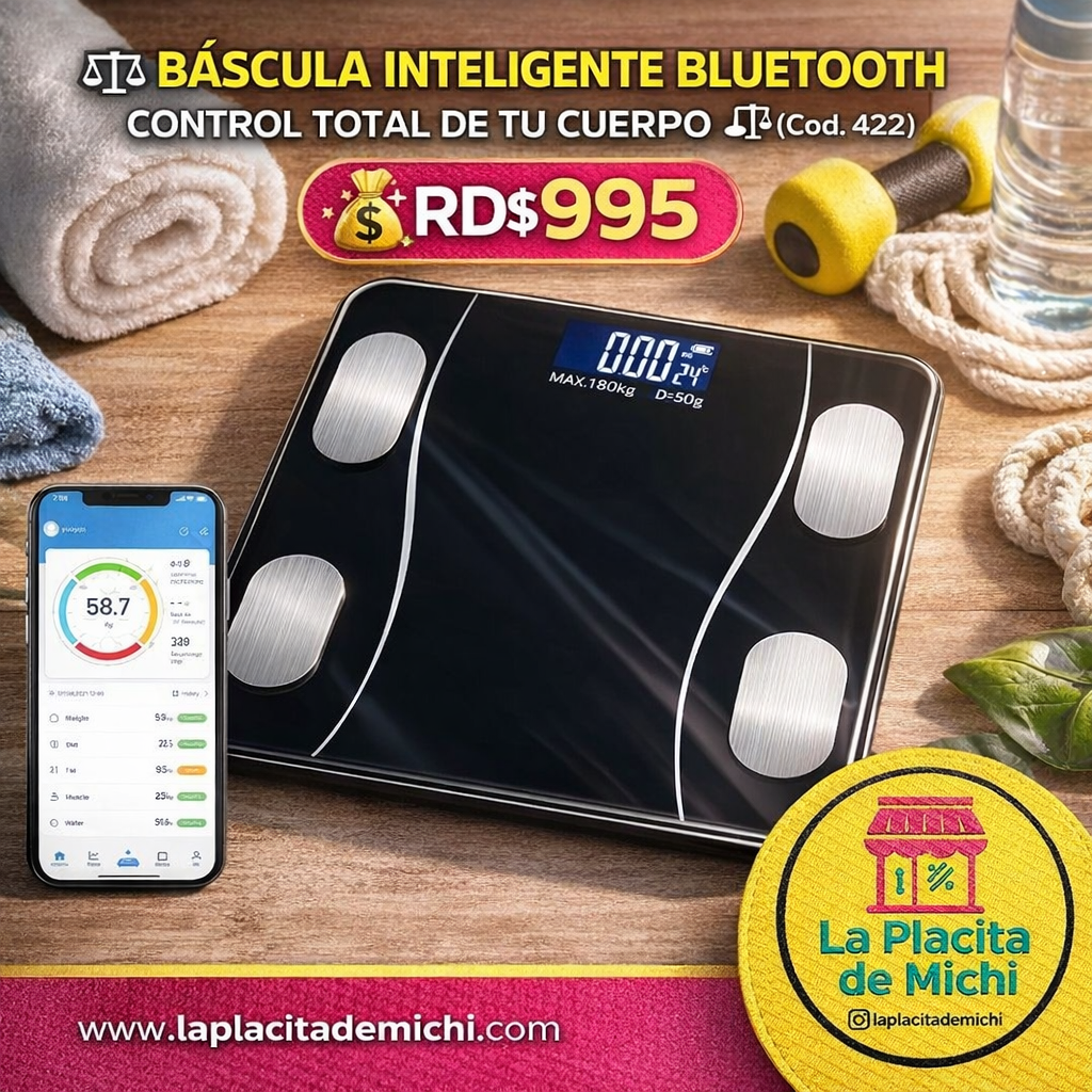 ⚖️📲 BÁSCULA INTELIGENTE BLUETOOTH – CONTROL TOTAL DE TU CUERPO 📲⚖️ (Cod. 422) 

💰RD$995
